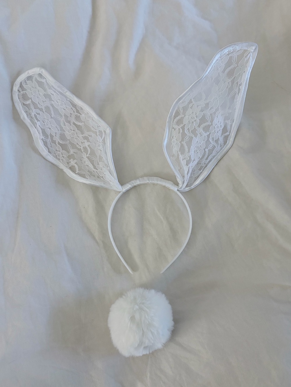 white lace bunny ears + tail set